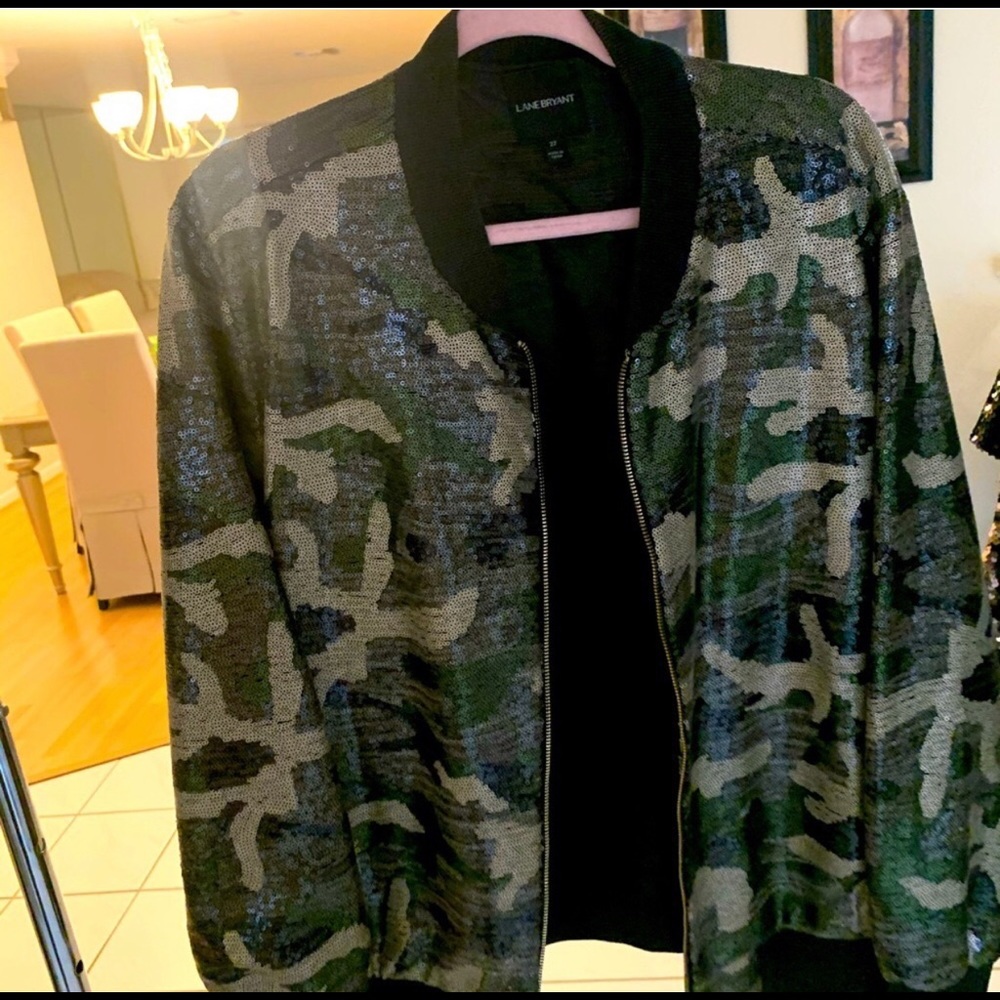 Green Sequined Camo Jacket
